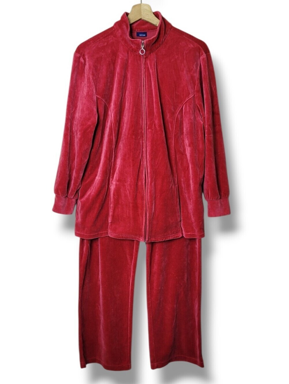 Basic Editions Vintage Red Velour Track Suit